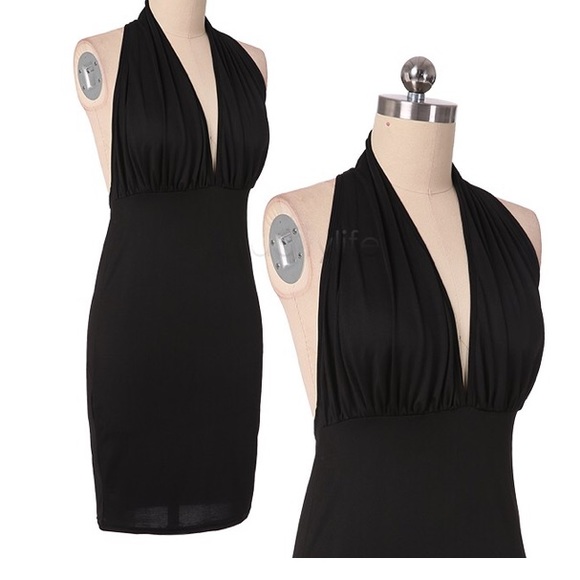 NEW SEXY V- Neck Backless Dress - Picture 3 of 6